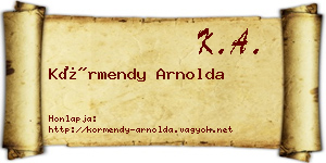 Körmendy Arnolda névjegykártya
